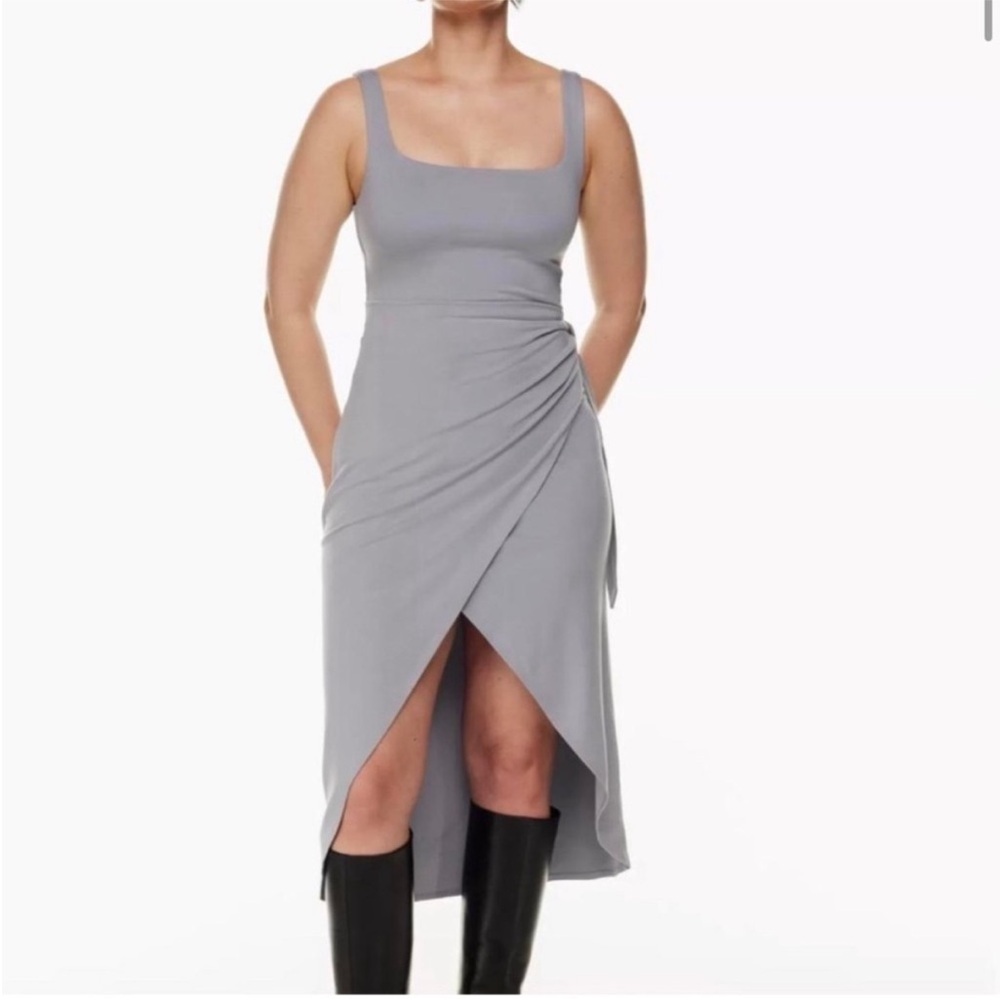 Aritzia Saturn Midi Wrap Dress Blue Granite Size L